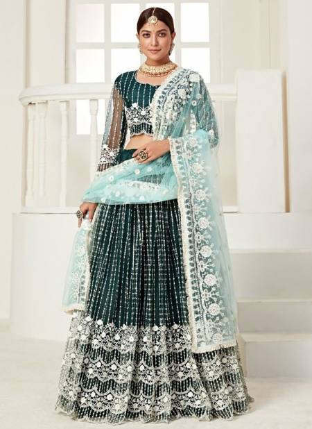 Green Colour Fancy Designer Wedding Wear Stylish Lehenga Choli Collection 3002
